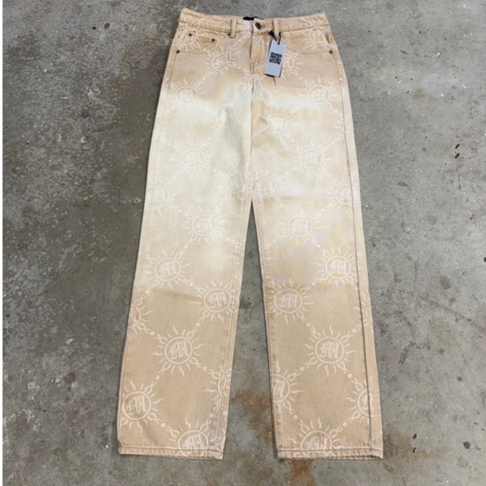 MENACE Tan All Over Sun Print Jeans Size 30‎ Straight Leg Casual Streetwear